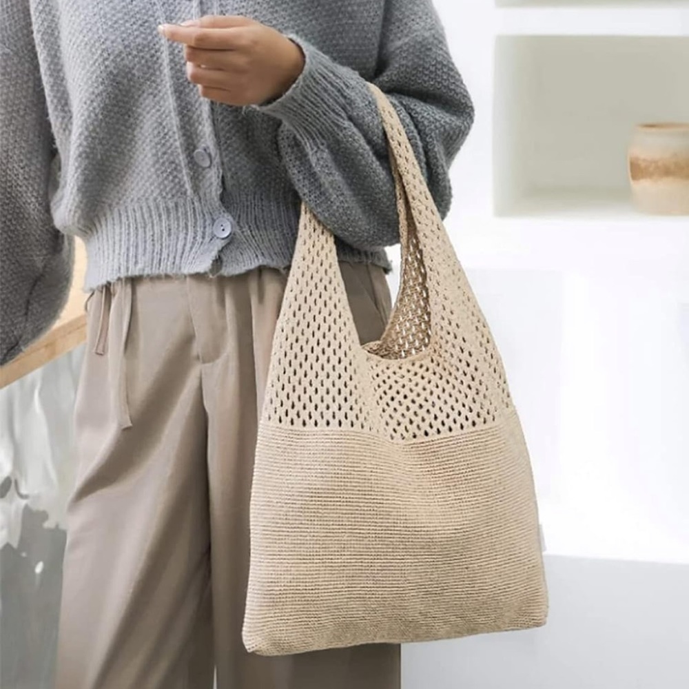 3/50$Beige knitted shopping bag